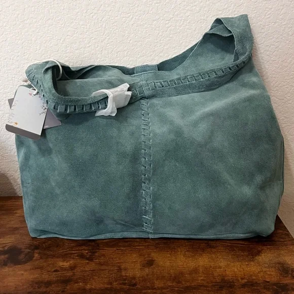 Haute Hippie Stone Teal Suede Hobo Bag - Picture 4 of 10